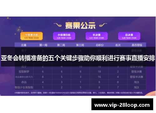 亚冬会转播准备的五个关键步骤助你顺利进行赛事直播安排
